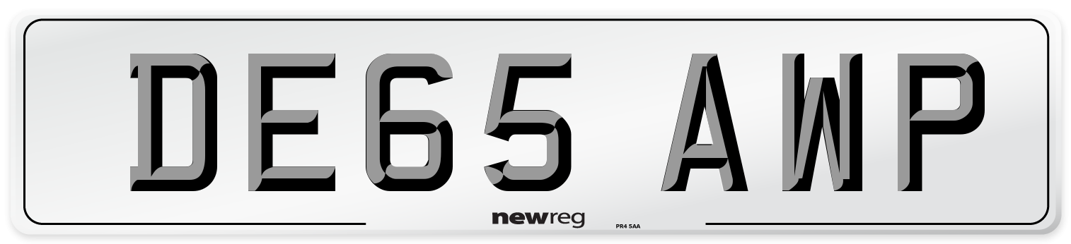 DE65 AWP Number Plate from New Reg